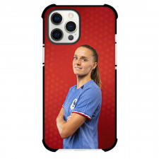 Sandie Toletti Phone Case For iPhone and Samsung Galaxy Devices - Sandie Toletti France Women's National Football Side Portrait On Red Background