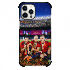 Spain Women National Team World Cup Phone Case For iPhone and Samsung Galaxy Devices - Trio Trophy Smiling