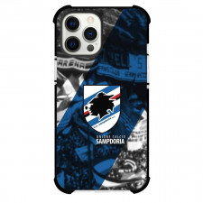 U.C. Sampdoria Phone Case For iPhone and Samsung Galaxy Devices - U.C. Sampdoria Logo Stripe Background