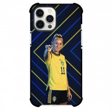 Stina Blackstenius Phone Case For iPhone and Samsung Galaxy Devices - Stina Blackstenius Sweden Women's National Football Portrait Photoshoot On Blue Yellow Stripe