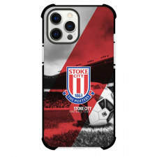 Stoke City F.C. Phone Case For iPhone and Samsung Galaxy Devices - Stoke City F.C. Logo Stripe Background