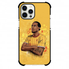 Virgil Van Dijk Phone Case For iPhone and Samsung Galaxy Devices - Virgil Van Dijk Liverpool F.C. Side Portrait Illustration On Yellow Background