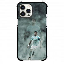 Kyle Walker Phone Case For iPhone and Samsung Galaxy Devices - Kyle Walker Manchester City F.C. Running Poster On Foggy Background