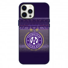 FK Austria Wien Phone Case For iPhone Samsung Galaxy Pixel OnePlus Vivo Xiaomi Asus Sony Motorola Nokia - Logo In Field Stadium Violet Background