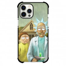 Famous Artwork CrossOvers American Gothic Case For iPhone Samsung Galaxy Pixel OnePlus Vivo Xiaomi Asus Sony Motorola Nokia - Rick and Morty Digital Paint Textured Art