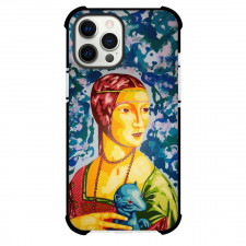 Famous Artwork CrossOvers Lady With an Ermine Case For iPhone Samsung Galaxy Pixel OnePlus Vivo Xiaomi Asus Sony Motorola Nokia - Lady With an Ermine Abstract Blue Paint Background