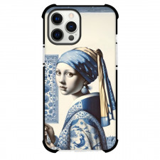 Famous Artwork CrossOvers Girl with a Pearl Earring Case For iPhone Samsung Galaxy Pixel OnePlus Vivo Xiaomi Asus Sony Motorola Nokia - Girl with a Pearl Earring Wearing an Elegant Floral Blue Design