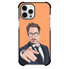 Robert Downey JR Phone Case For iPhone Samsung Galaxy Pixel OnePlus Vivo Xiaomi Asus Sony Motorola Nokia - Robert Downey JR Vector Art On Orange Background