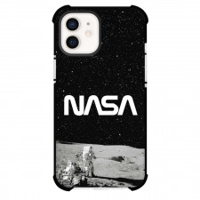 Nasa Phone Case For iPhone Samsung Galaxy Pixel OnePlus Vivo Xiaomi Asus Sony Motorola Nokia - Nasa Logo On Moon Grayscale Poster