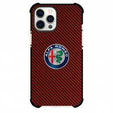 Alfa Romeo Phone Case For iPhone Samsung Galaxy Pixel OnePlus Vivo Xiaomi Asus Sony Motorola Nokia - Alfa Romeo Logo On Red Carbon Fiber Background