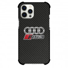Audi RS 3 Phone Case For iPhone Samsung Galaxy Pixel OnePlus Vivo Xiaomi Asus Sony Motorola Nokia - Audi RS 3 Logo On Traditional Black Charcoal Carbon Fiber Background