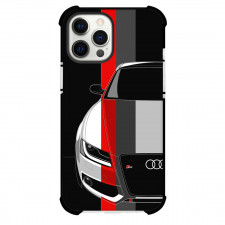 Audi Phone Case For iPhone and Samsung Galaxy Devices - Audi S5 Illustration Red Gray Strip On Black Background