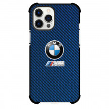 BMW XM Phone Case For iPhone Samsung Galaxy Pixel OnePlus Vivo Xiaomi Asus Sony Motorola Nokia - BMW XM Logo On Blue Carbon Fiber Background