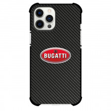 Bugatti Phone Case For iPhone Samsung Galaxy Pixel OnePlus Vivo Xiaomi Asus Sony Motorola Nokia - Bugatti Logo On Traditional Black Charcoal Carbon Fiber Background