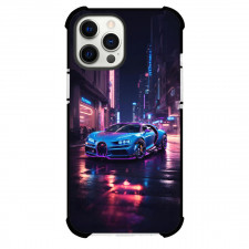 Buggati Phone Case For iPhone and Samsung Galaxy Devices - Buggati Chiron On City Night Background