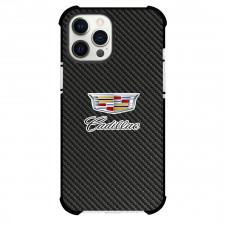 Cadillac Phone Case For iPhone Samsung Galaxy Pixel OnePlus Vivo Xiaomi Asus Sony Motorola Nokia - Cadillac Logo On Traditional Black CharcoalCarbon Fiber Background