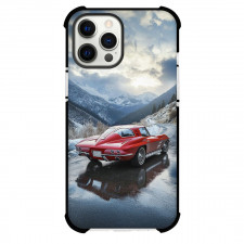 1963 Chevrolet Corvette StingRay Phone Case For iPhone Samsung Galaxy Pixel OnePlus Vivo Xiaomi Asus Sony Motorola Nokia - 1963 Chevrolet Corvette StingRay Split Window Red Car On Mountain Background