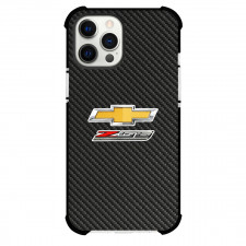 Chevrolet Corvette Z06 Phone Case For iPhone Samsung Galaxy Pixel OnePlus Vivo Xiaomi Asus Sony Motorola Nokia - Chevrolet Corvette Z06 Logo On Traditional Black Charcoal Carbon Fiber Background