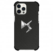DS Automobiles Phone Case For iPhone Samsung Galaxy Pixel OnePlus Vivo Xiaomi Asus Sony Motorola Nokia - DS Automobiles Logo On Traditional Black Charcoal Carbon Fiber Background