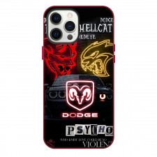 Dodge Challenger Hellcat Demon Phone Case For iPhone Samsung Galaxy Pixel OnePlus Vivo Xiaomi Asus Sony Motorola Nokia - Dodge Challenger Hellcat Demon Neon Icon On Dark Background