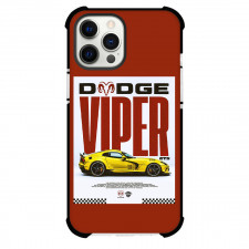 Dodge Viper GTS Phone Case For iPhone Samsung Galaxy Pixel OnePlus Vivo Xiaomi Asus Sony Motorola Nokia - Dodge Viper GTS Yellow Poster On Red Background