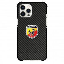 Fiat 500 Abarth Phone Case For iPhone Samsung Galaxy Pixel OnePlus Vivo Xiaomi Asus Sony Motorola Nokia - Fiat 500 Abarth Logo On Traditional Black Charcoal Carbon Fiber Background