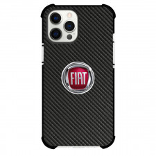 Fiat Phone Case For iPhone Samsung Galaxy Pixel OnePlus Vivo Xiaomi Asus Sony Motorola Nokia - Fiat Logo On Traditional Black Charcoal Carbon Fiber Background