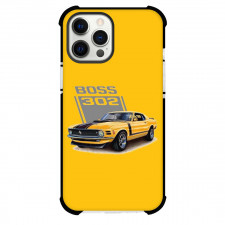 Ford Phone Case For iPhone and Samsung Galaxy Devices - Ford Mustang Boss 302 Yellow Car On Yellow Background