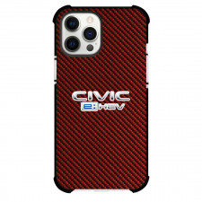Honda Civic e:HEV Phone Case For iPhone Samsung Galaxy Pixel OnePlus Vivo Xiaomi Asus Sony Motorola Nokia - Honda Civic e:HEV Logo On Red Carbon Fiber Background