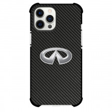 Infiniti Phone Case For iPhone Samsung Galaxy Pixel OnePlus Vivo Xiaomi Asus Sony Motorola Nokia - Infiniti Logo On Traditional Black Charcoal Carbon Fiber Background