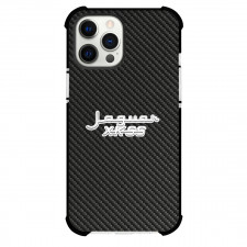 Jaguar XKSS Phone Case For iPhone Samsung Galaxy Pixel OnePlus Vivo Xiaomi Asus Sony Motorola Nokia - Jaguar XKSS Logo On Traditional Black Charcoal Carbon Fiber Background