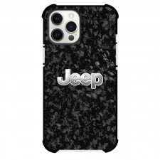 Jeep Phone Case For iPhone Samsung Galaxy Pixel OnePlus Vivo Xiaomi Asus Sony Motorola Nokia - Jeep Logo On Forged Carbon Fiber Background