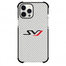 Lamborghini Aventador SVJ Phone Case For iPhone Samsung Galaxy Pixel OnePlus Vivo Xiaomi Asus Sony Motorola Nokia - Lamborghini Aventador SVJ Logo On Silver Gray Carbon Fiber Background