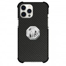 MG Phone Case For iPhone Samsung Galaxy Pixel OnePlus Vivo Xiaomi Asus Sony Motorola Nokia - MG Logo On Traditional Black Charcoal Carbon Fiber Background