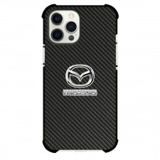 Mazda Phone Case For iPhone Samsung Galaxy Pixel OnePlus Vivo Xiaomi Asus Sony Motorola Nokia - Mazda Logo On Traditional Black Charcoal Carbon Fiber Background