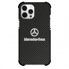 Mercedes-Benz Phone Case For iPhone Samsung Galaxy Pixel OnePlus Vivo Xiaomi Asus Sony Motorola Nokia - Mercedes-Benz Logo On Traditional Black Charcoal Carbon Fiber Background