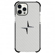 Polestar Phone Case For iPhone Samsung Galaxy Pixel OnePlus Vivo Xiaomi Asus Sony Motorola Nokia - Polestar Logo On Silver Gray Carbon Fiber Background