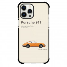 Porsche Phone Case For iPhone and Samsung Galaxy Devices - Porsche 911 Classic 1964 Orange Car On Beige Background