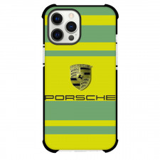Porsche Case For iPhone Samsung Galaxy Pixel OnePlus Vivo Xiaomi Asus Sony Motorola Nokia - Logo in Green Yellow Stripe Background