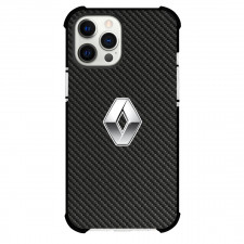 Renault Phone Case For iPhone Samsung Galaxy Pixel OnePlus Vivo Xiaomi Asus Sony Motorola Nokia - Renault Logo On Traditional Black Charcoal Carbon Fiber Background