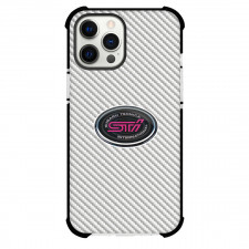 Subaru Impreza 22B Sti Phone Case For iPhone Samsung Galaxy Pixel OnePlus Vivo Xiaomi Asus Sony Motorola Nokia - Subaru Impreza 22B Sti Logo On Silver Gray Carbon Fiber Background