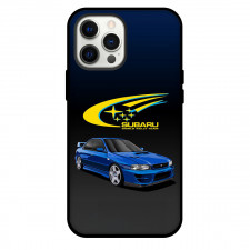 Subaru Phone Case For iPhone and Samsung Galaxy Devices - Subaru Impreza Word Rally Team Illustration On Black Background
