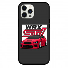 Subaru Phone Case For iPhone and Samsung Galaxy Devices - Subaru WRX Red Vector Illustration Art On Dark Background