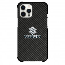 Suzuki Phone Case For iPhone Samsung Galaxy Pixel OnePlus Vivo Xiaomi Asus Sony Motorola Nokia - Suzuki Logo On Traditional Black Charcoal Carbon Fiber Background