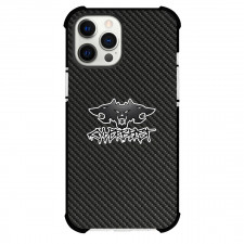 Tesla Cyberbeast Phone Case For iPhone Samsung Galaxy Pixel OnePlus Vivo Xiaomi Asus Sony Motorola Nokia - Tesla Cyberbeast Logo On Traditional Black Charcoal Carbon Fiber Background