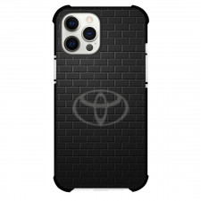 Toyota Phone Case For iPhone and Samsung Galaxy Devices - Toyota Logo On Black Brick Wall Background