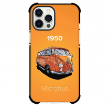 Volkswagen Phone Case For iPhone and Samsung Galaxy Devices - Volkswagen 1950 Microbus WaterColor Paint On Orange Background