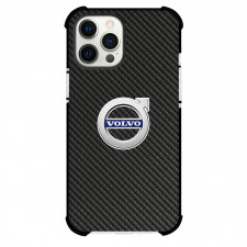 Volvo Phone Case For iPhone Samsung Galaxy Pixel OnePlus Vivo Xiaomi Asus Sony Motorola Nokia - Volvo Logo On Traditional Black Charcoal Carbon Fiber Background