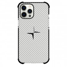 Volvo S60 Polestar Engineered Phone Case For iPhone Samsung Galaxy Pixel OnePlus Vivo Xiaomi Asus Sony Motorola Nokia - Volvo S60 Polestar Engineered Logo On Silver Gray Carbon Fiber Background