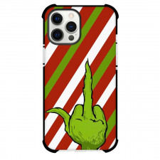 The Grinch Phone Case For iPhone Samsung Galaxy Pixel OnePlus Vivo Xiaomi Asus Sony Motorola Nokia - The Grinch Middle Finger Illustration Art On Red Green Stripe Background